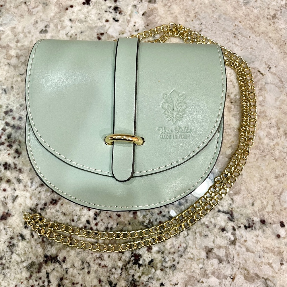 Italian Vera Pelle shoulder bag (teal)